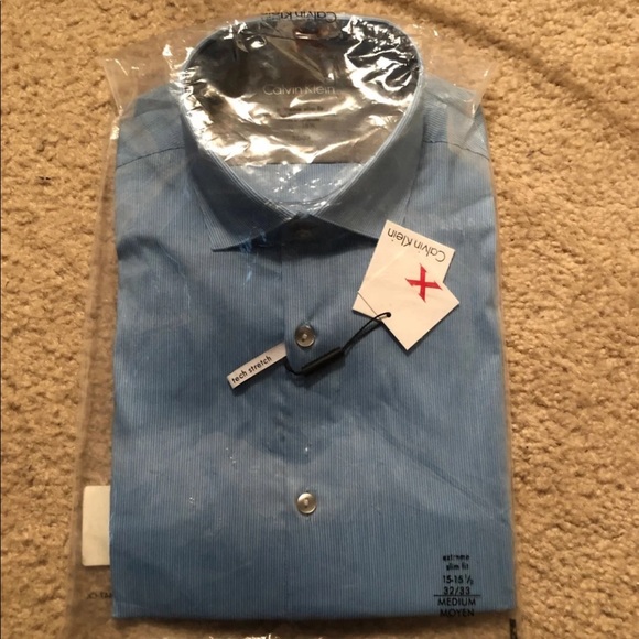 CalvinKlein Tech-stretch slim-fit dress-shirt Blue - Picture 2 of 8